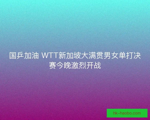 国乒加油 WTT新加坡大满贯男女单打决赛今晚激烈开战